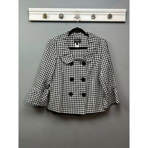 Sweet Suit Black White Houndstooth Double Breasted Cropped Jacket Women Size 12